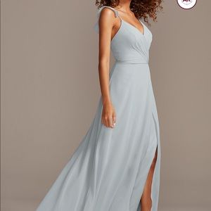 Ruffle Spaghetti Strap Bridesmaid Dress in Mystic